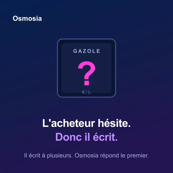 L'acheteur hésite. Donc il écrit. Il écrit à plusieurs, Osmosia répond le premier.