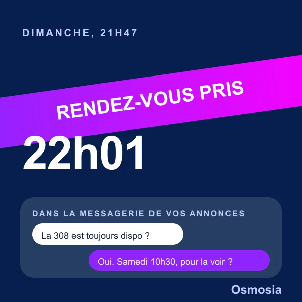 Dimanche, 21 h 47. Rendez-vous pris à 22 h 01. « La 308 est toujours dispo ? » « Oui. Samedi 10 h 30, pour la voir ? »